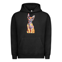 Pigment Black Colorful Cat Urban Hoodie - PixelFlow