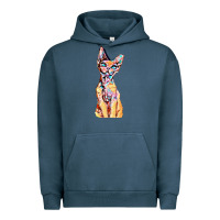 Pigment Midnight Navy Colorful Cat Urban Hoodie - PixelFlow
