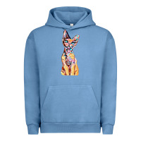 Pigment Pebble Blue Colorful Cat Urban Hoodie - PixelFlow