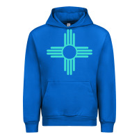 Cobalt New Mexico Zia Sun in Turquoise Blue Urban Hoodie - PixelFlow