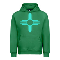 Emerald New Mexico Zia Sun in Turquoise Blue Urban Hoodie - PixelFlow