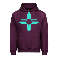 Mauve Wine New Mexico Zia Sun in Turquoise Blue Urban Hoodie - PixelFlow