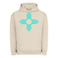 Pigment French Oak New Mexico Zia Sun in Turquoise Blue Urban Hoodie - PixelFlow