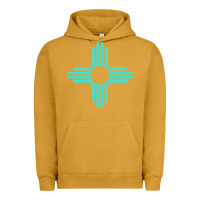 Pigment Peanut Butter New Mexico Zia Sun in Turquoise Blue Urban Hoodie - PixelFlow