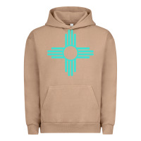 Pigment Burro New Mexico Zia Sun in Turquoise Blue Urban Hoodie - PixelFlow