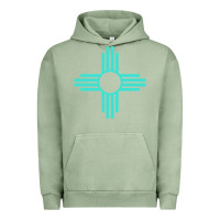 Pigment Oil Green New Mexico Zia Sun in Turquoise Blue Urban Hoodie - PixelFlow