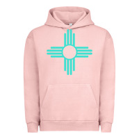 Pigment Salmon New Mexico Zia Sun in Turquoise Blue Urban Hoodie - PixelFlow