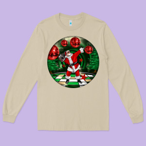 Dancing Santa Long Sleeve Tee Designed By Fadigitalartstudio