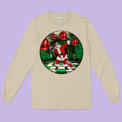Dancing Santa Long Sleeve Tee Designed By Fadigitalartstudio