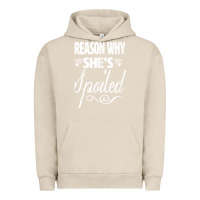 Pigment French Oak the reason she is spoiled couples matching set valentines t shirt Urban Hoodie - SnappyArt
