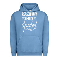 Pigment Pebble Blue the reason she is spoiled couples matching set valentines t shirt Urban Hoodie - SnappyArt