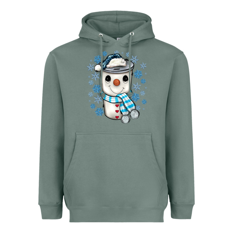Snowman Coffee Cup Heavyweight Hoodie by JahusDesignShop | Teevron