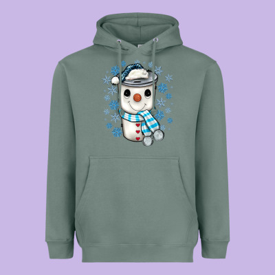 Snowman Coffee Cup Heavyweight Hoodie Designed By Jahusdesignshop