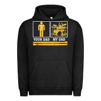 Pigment Black mens my dad is a drummer your dad not drum player father's day t shirt Urban Hoodie - SnappyArt
