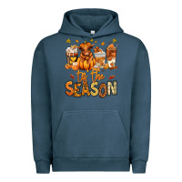 Pigment Midnight Navy Tis' the season Fall Heifer coffee cups Urban Hoodie - RanaPortraitStore