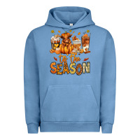 Pigment Pebble Blue Tis' the season Fall Heifer coffee cups Urban Hoodie - RanaPortraitStore