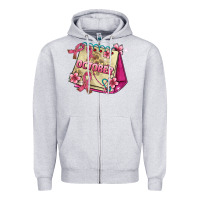 Heather Grey pink cancer ribbon and october calendar Zipper Hoodie - AdoDesignShop
