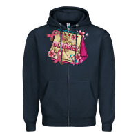 Navy pink cancer ribbon and october calendar Zipper Hoodie - AdoDesignShop