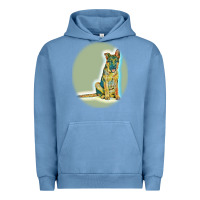 Pigment Pebble Blue German Shepherd isolated on whot. Urban Hoodie - SnappyArt