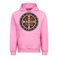 Fuchsia Pink Saint Benedict Medal 1 Urban Hoodie - SnappyArt