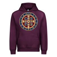 Mauve Wine Saint Benedict Medal 1 Urban Hoodie - SnappyArt