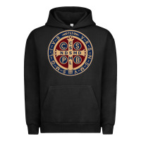 Pigment Black Saint Benedict Medal 1 Urban Hoodie - SnappyArt
