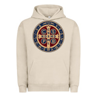 Pigment French Oak Saint Benedict Medal 1 Urban Hoodie - SnappyArt