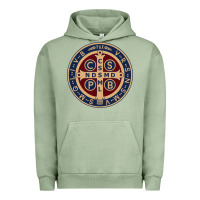 Pigment Oil Green Saint Benedict Medal 1 Urban Hoodie - SnappyArt