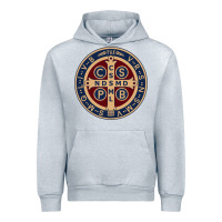 Heather Grey Saint Benedict Medal 1 Urban Hoodie - SnappyArt