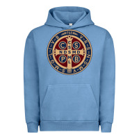 Pigment Pebble Blue Saint Benedict Medal 1 Urban Hoodie - SnappyArt