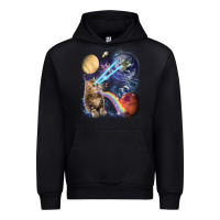 Black Fluffy Kitten Shoot Laser Rainbow Space Galaxy, Cat Gifts Urban Hoodie - SnappyArt