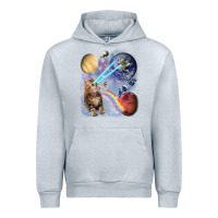 Heather Grey Fluffy Kitten Shoot Laser Rainbow Space Galaxy, Cat Gifts Urban Hoodie - SnappyArt