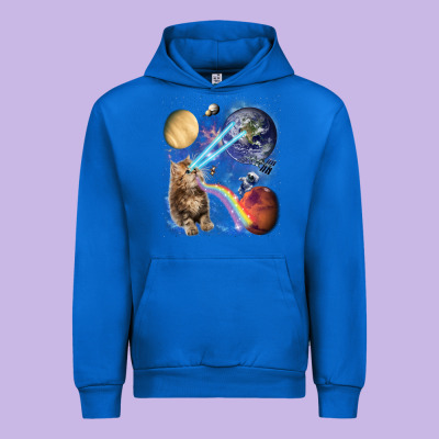Fluffy Kitten Shoot Laser Rainbow Space Galaxy, Cat Gifts Urban Hoodie Designed By Snappyart