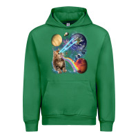 Emerald Fluffy Kitten Shoot Laser Rainbow Space Galaxy, Cat Gifts Urban Hoodie - SnappyArt
