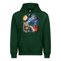 Forest Green Fluffy Kitten Shoot Laser Rainbow Space Galaxy, Cat Gifts Urban Hoodie - SnappyArt