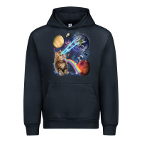 Navy Fluffy Kitten Shoot Laser Rainbow Space Galaxy, Cat Gifts Urban Hoodie - SnappyArt
