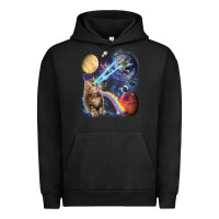 Pigment Black Fluffy Kitten Shoot Laser Rainbow Space Galaxy, Cat Gifts Urban Hoodie - SnappyArt