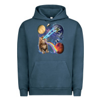 Pigment Midnight Navy Fluffy Kitten Shoot Laser Rainbow Space Galaxy, Cat Gifts Urban Hoodie - SnappyArt