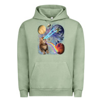 Pigment Oil Green Fluffy Kitten Shoot Laser Rainbow Space Galaxy, Cat Gifts Urban Hoodie - SnappyArt