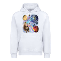 White Fluffy Kitten Shoot Laser Rainbow Space Galaxy, Cat Gifts Urban Hoodie - SnappyArt