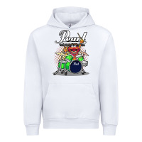 White ANIMAL DRUMMER PEARL DRUMS Urban Hoodie - FloraArt