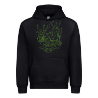 Black Cyberpunk samurai Neon Green Urban Hoodie - FloraArt