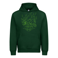 Forest Green Cyberpunk samurai Neon Green Urban Hoodie - FloraArt