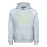 Heather Grey Cyberpunk samurai Neon Green Urban Hoodie - FloraArt