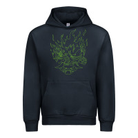 Navy Cyberpunk samurai Neon Green Urban Hoodie - FloraArt