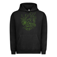 Pigment Black Cyberpunk samurai Neon Green Urban Hoodie - FloraArt