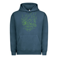 Pigment Midnight Navy Cyberpunk samurai Neon Green Urban Hoodie - FloraArt