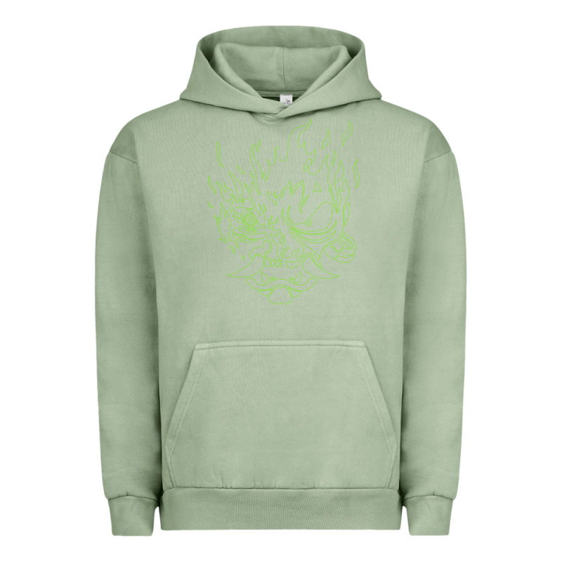 Cyberpunk Samurai Neon Green Urban Hoodie by FloraArt | Teevron