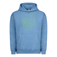 Pigment Pebble Blue Cyberpunk samurai Neon Green Urban Hoodie - FloraArt