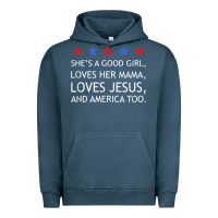 Pigment Midnight Navy she's a good girl, she's loves her mama, loves jesus t shirt Urban Hoodie - FloraArt